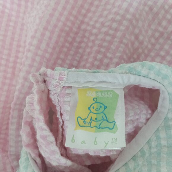 Vintage Sears Baby Pink Checkered Gingham Toddler Dress Sz 2T 24 Months Flower - Picture 12 of 15